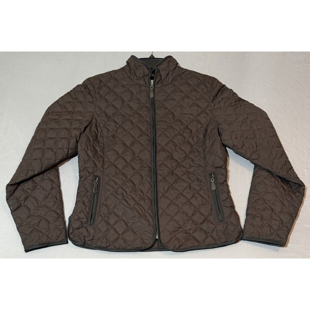 Vtg Eddie Bauer Women's Chocolate Brown Diamond-Quilted Down Jacket Size Medium